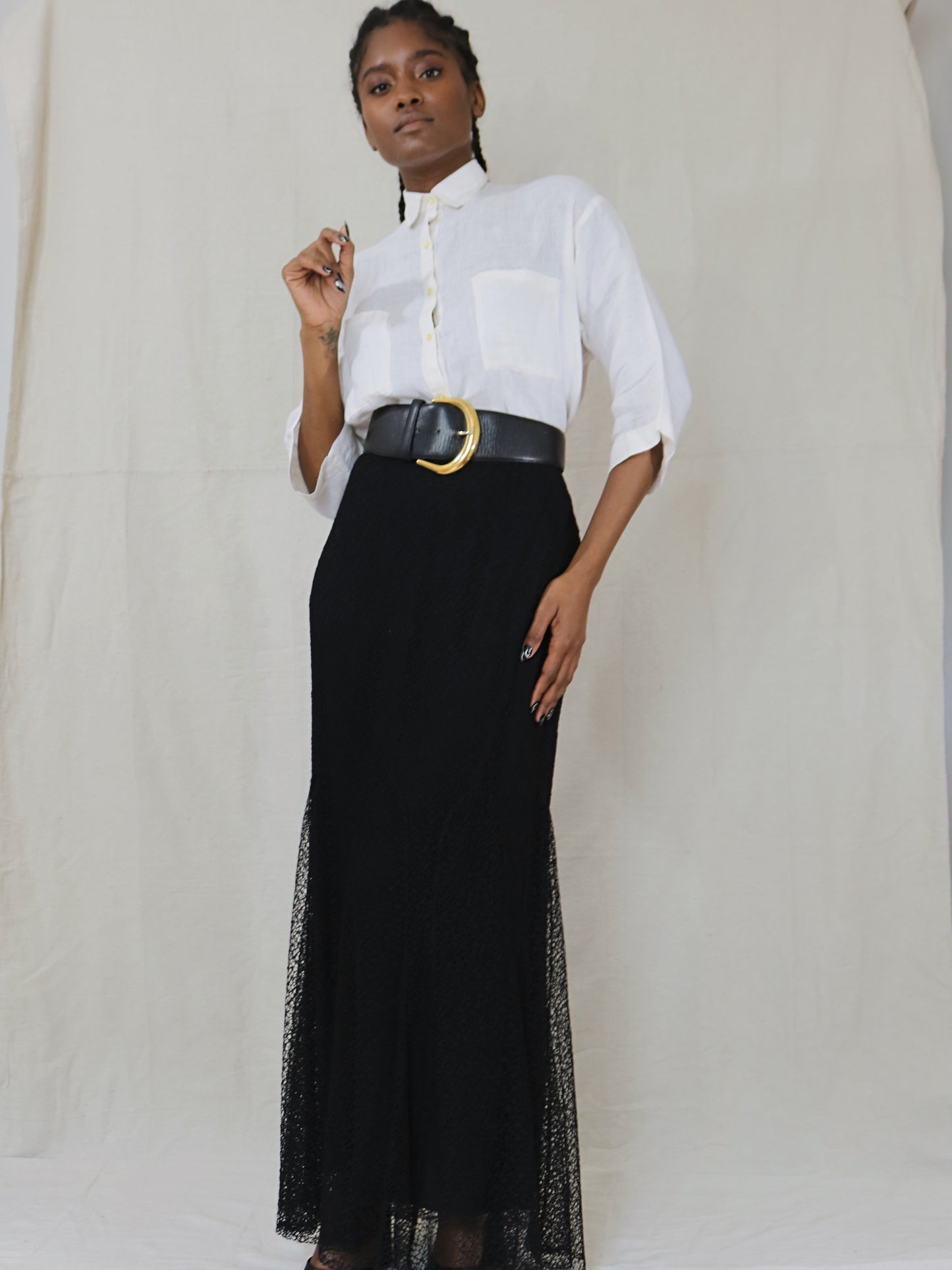 wide belt in leather