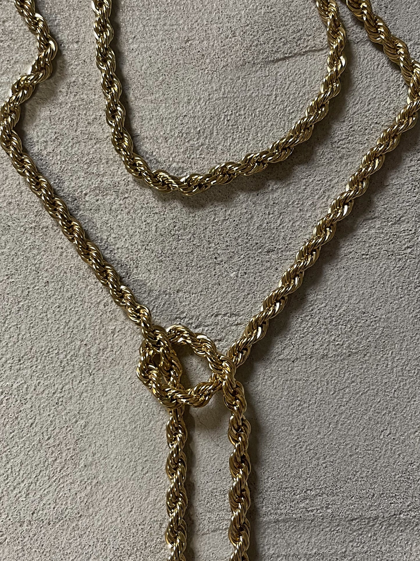 long rope chain, golden