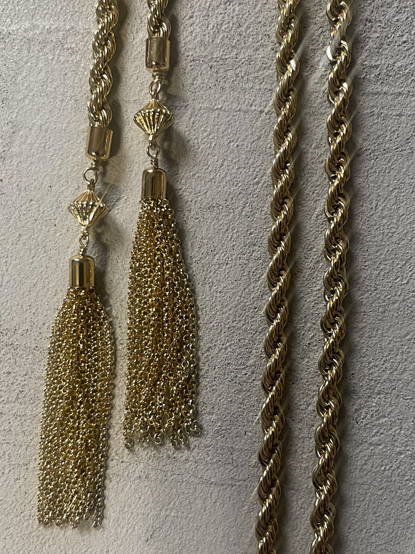 long rope chain, golden