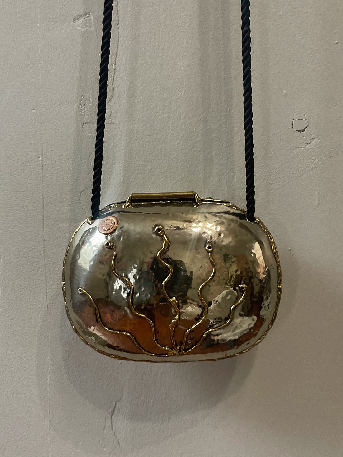mermaid purse in hammered metal