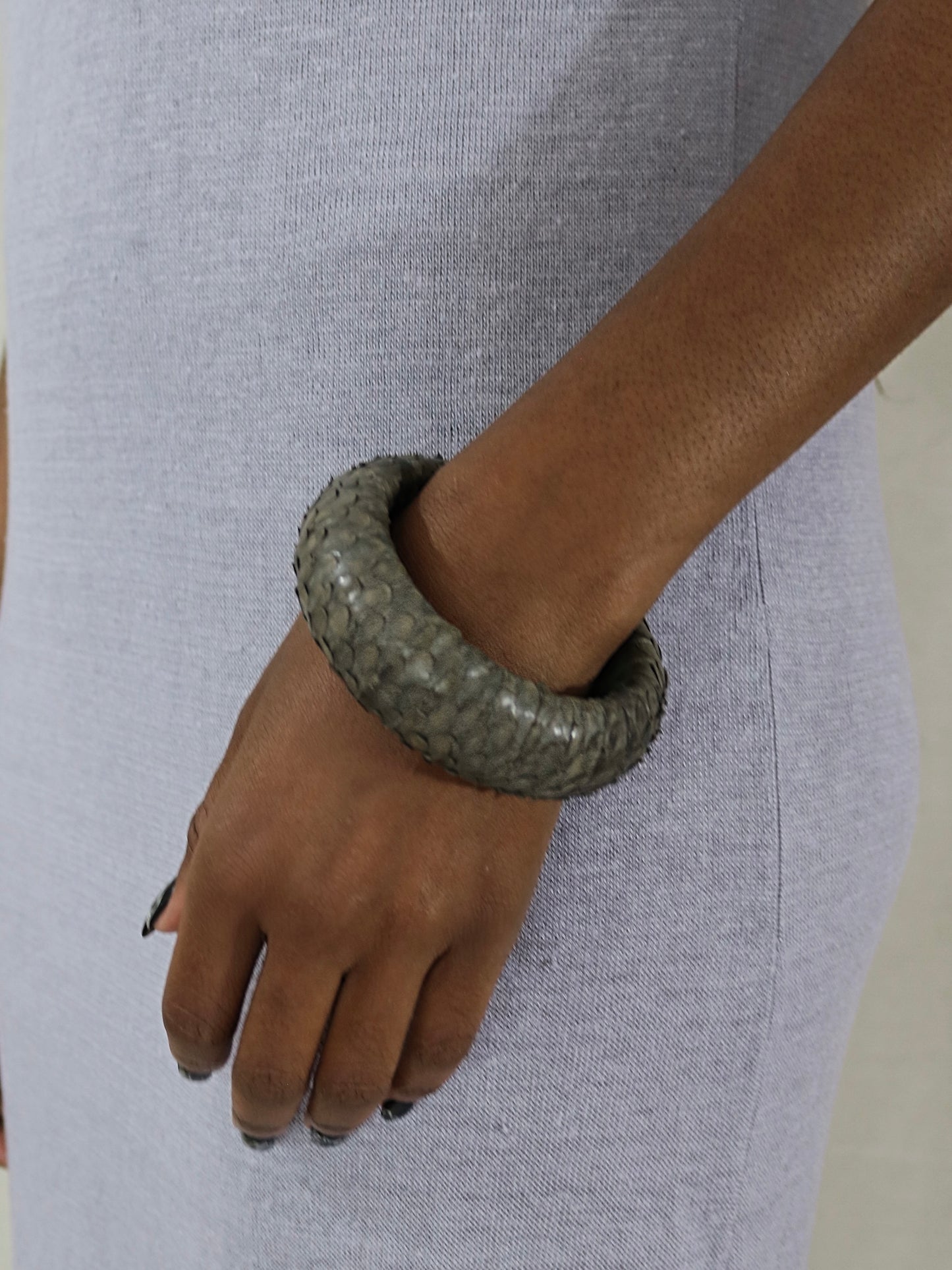 reptile wrapped bangle in grey