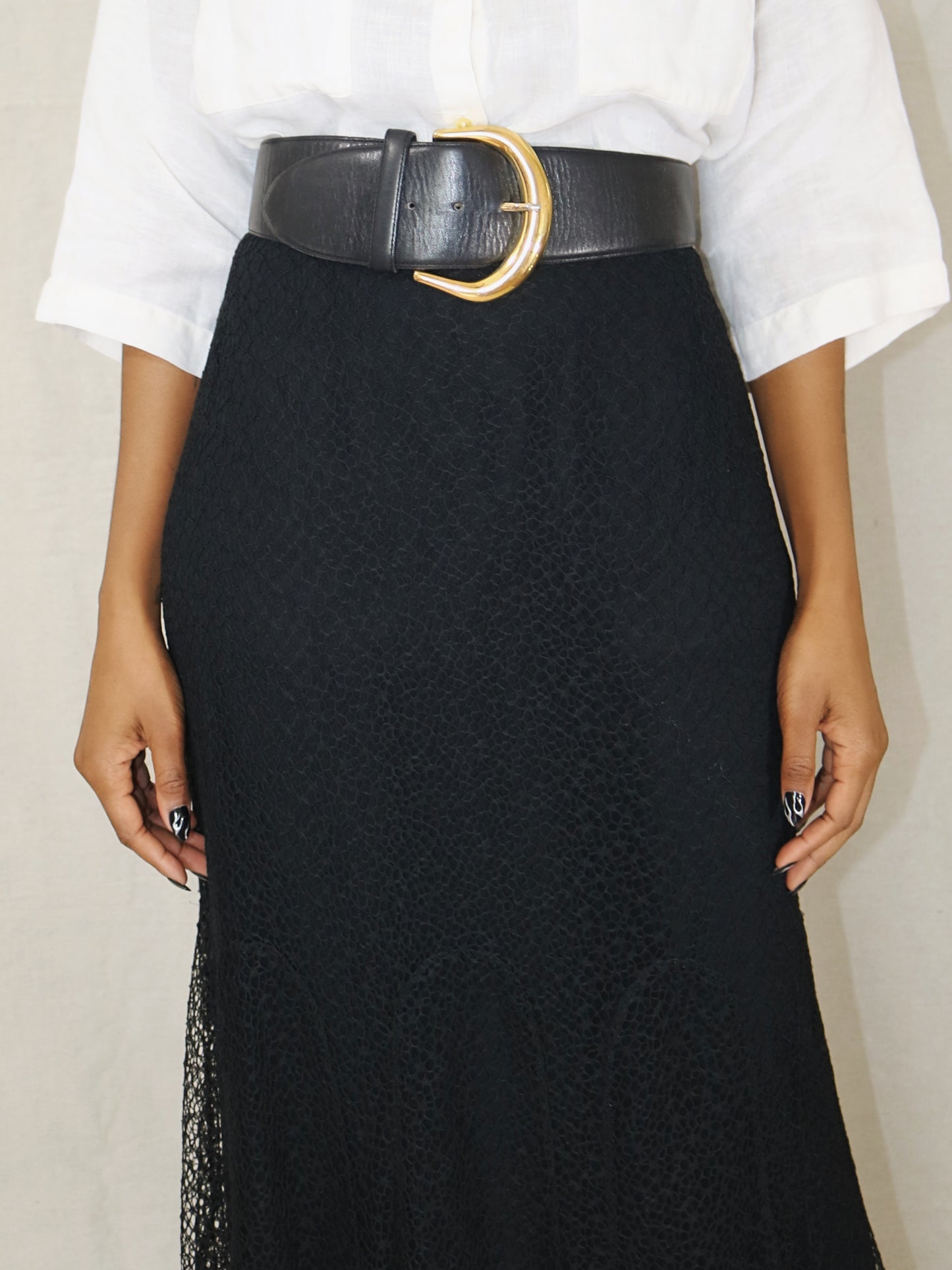 wide belt in leather