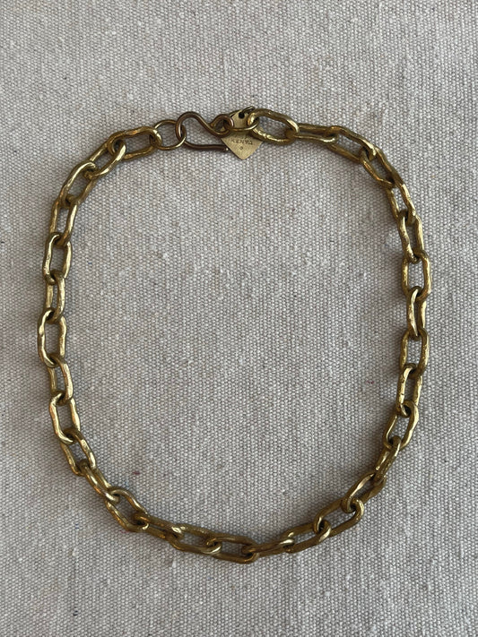 organic brass link necklace