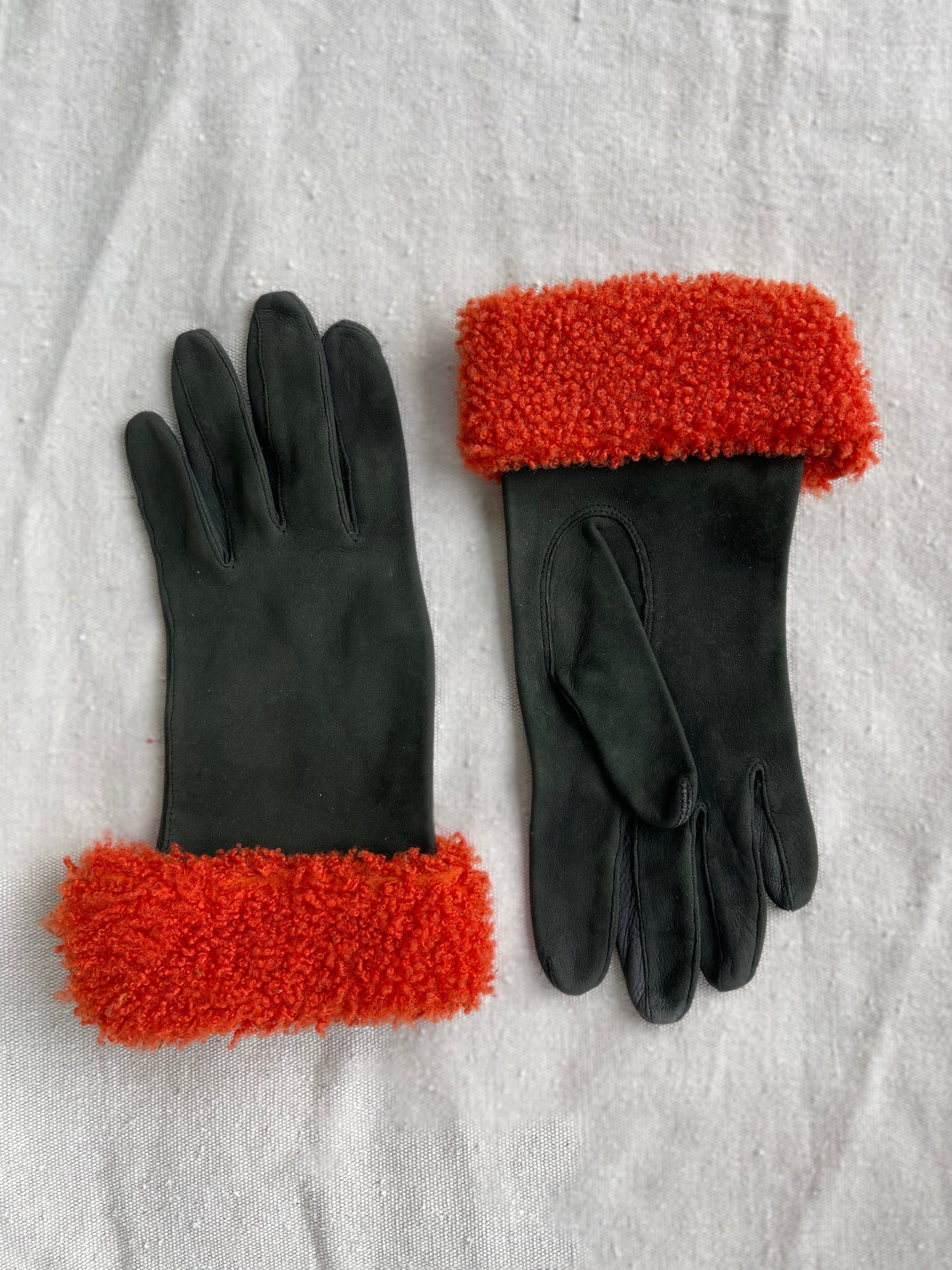 ysl fur trim gloves, olive