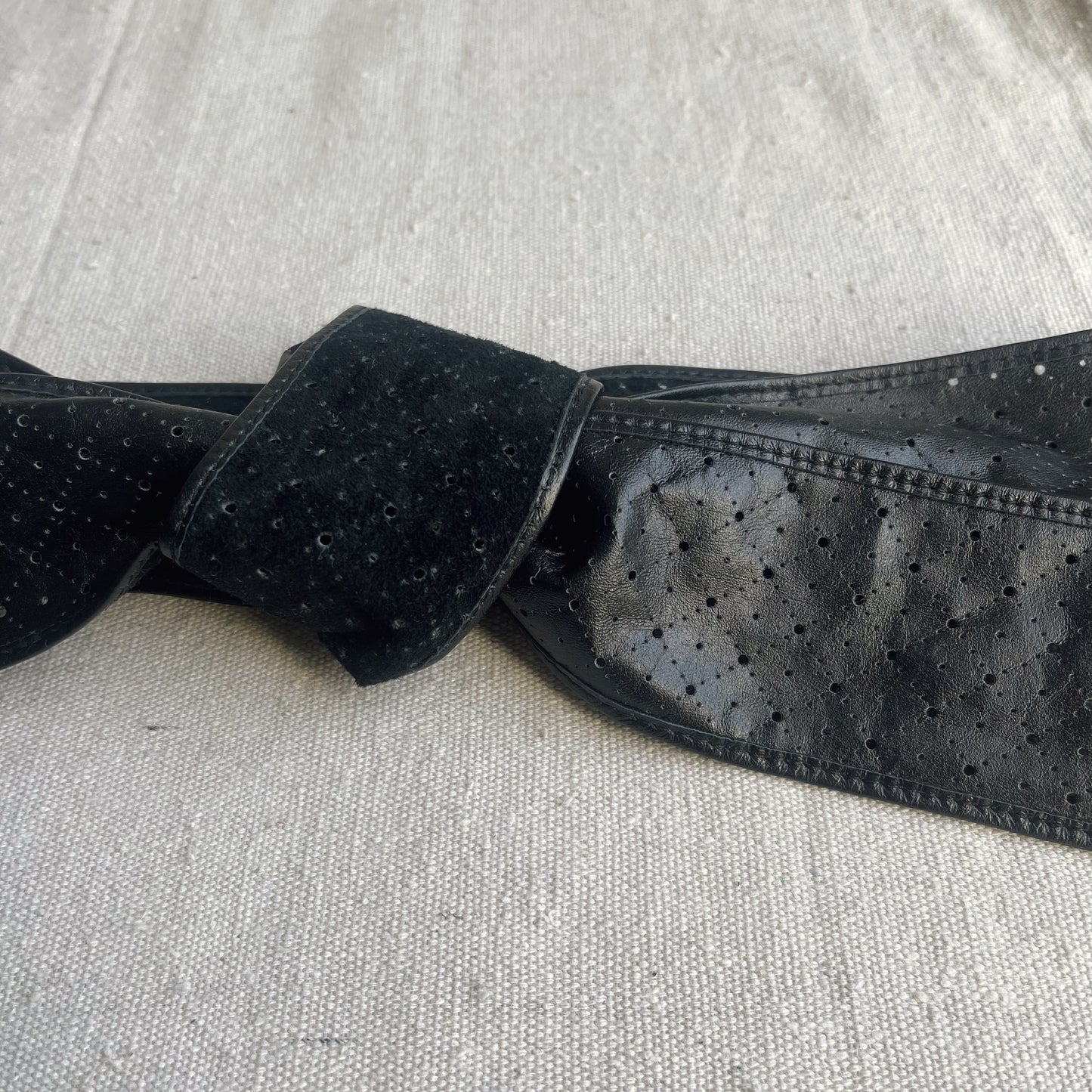 leather sash belt, carbon