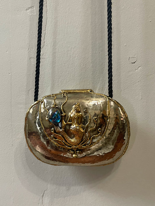 mermaid purse in hammered metal