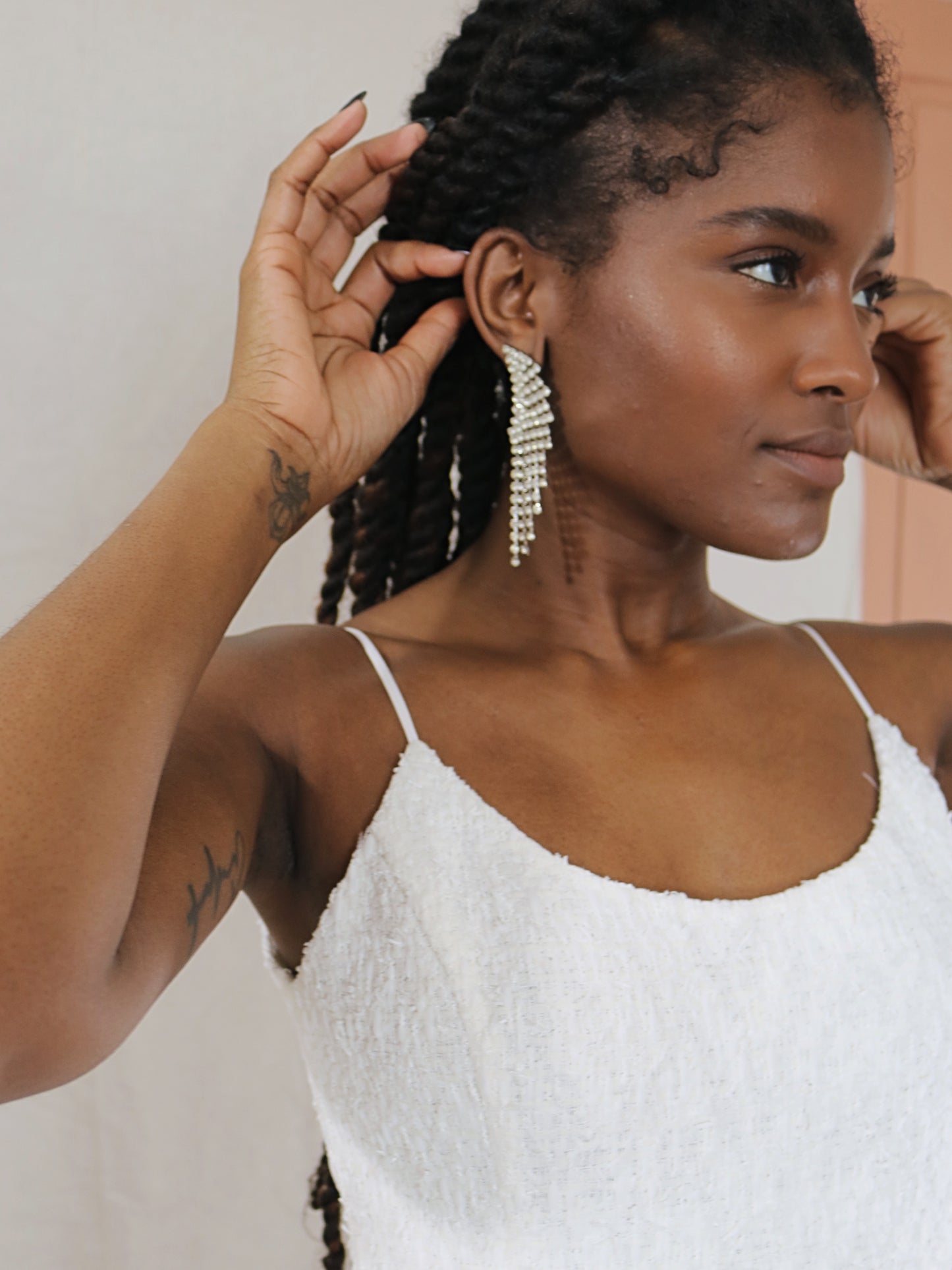 winged earrings in rhinestone