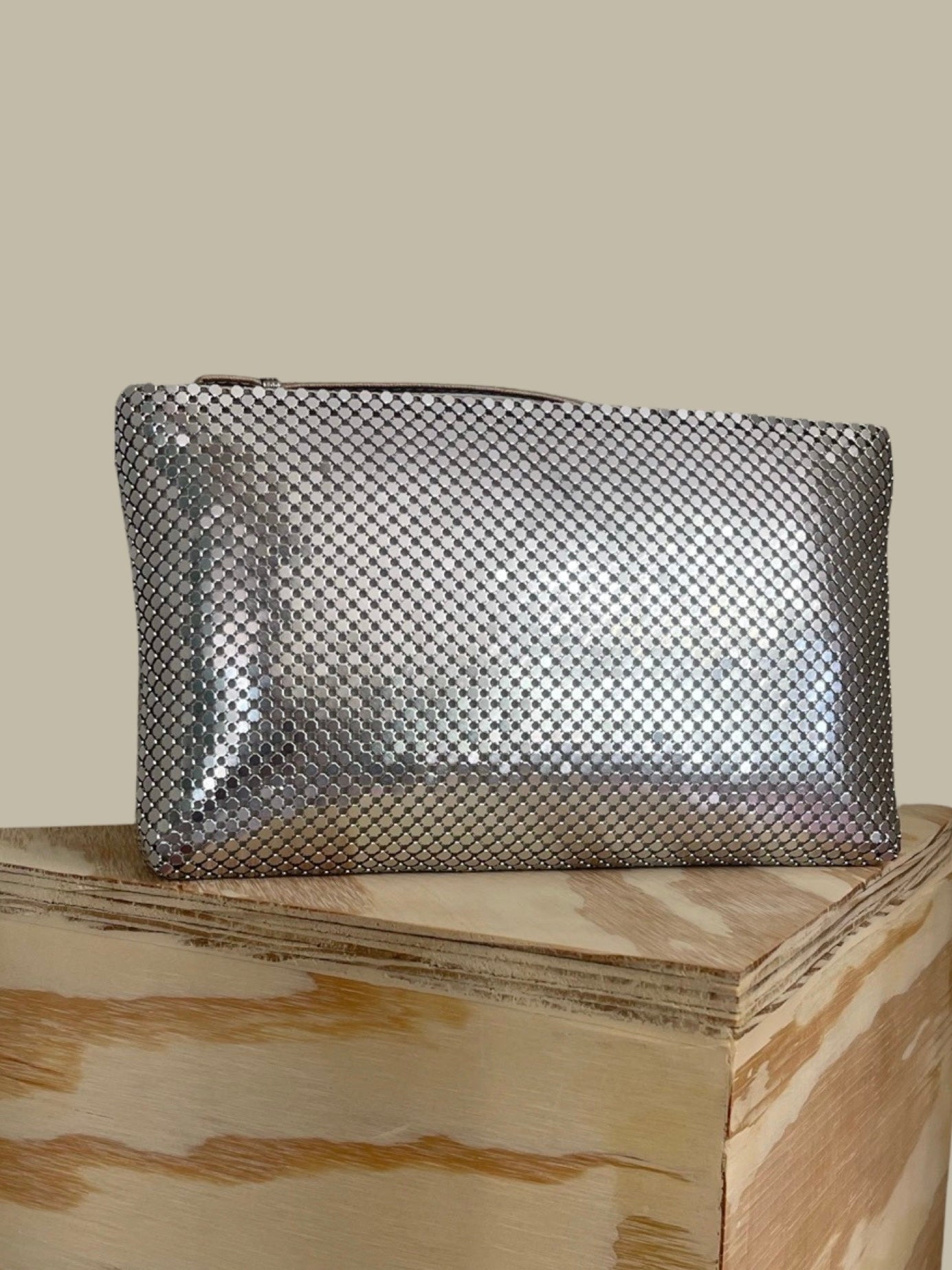 chainmail handbag in silver